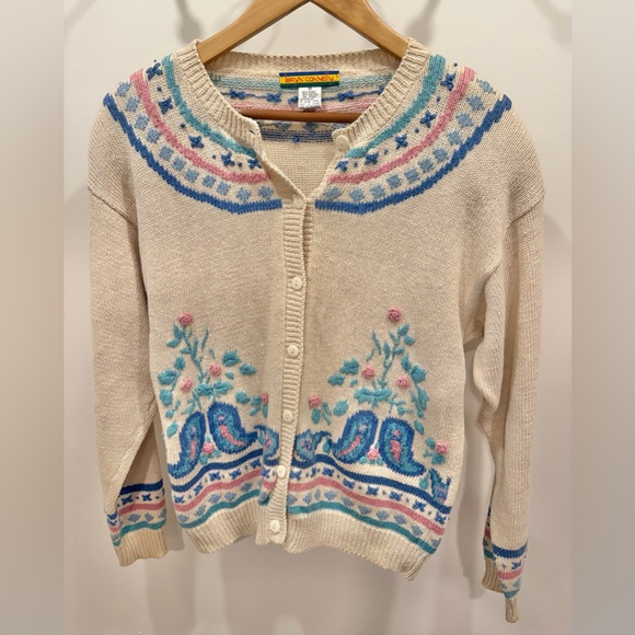 Bryn Connelly Sweaters - VINTAGE BRYN CONNELLY Knit Flower Cardigan